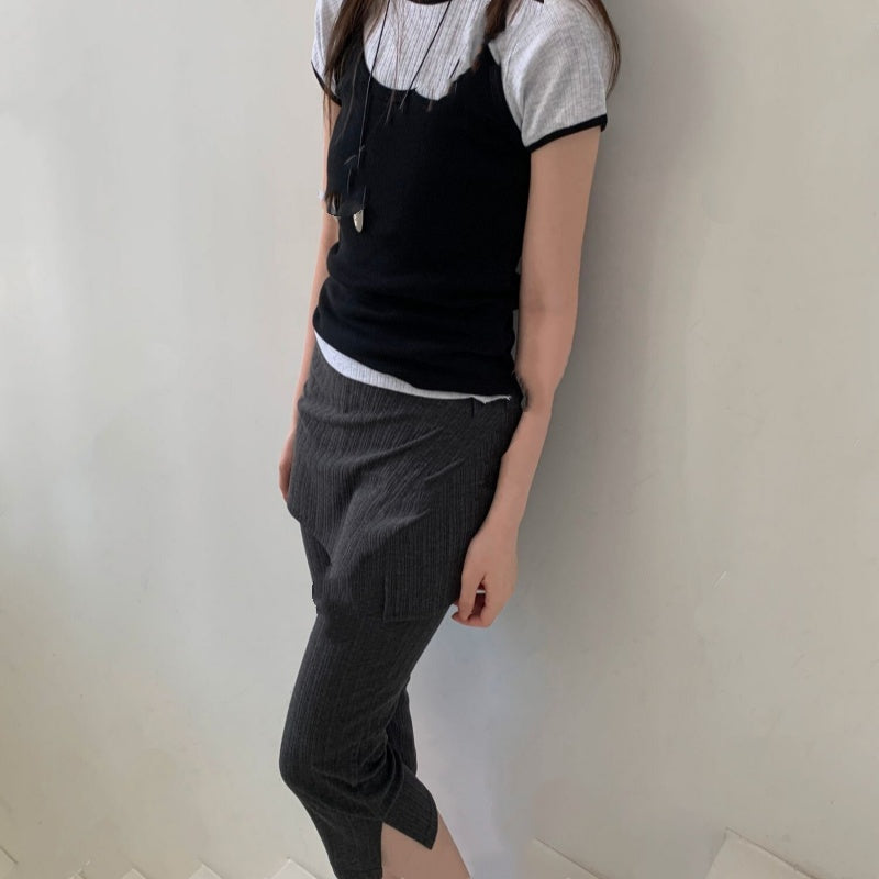 New High-waisted Tight-fitting Slimming Capri Skirt-pants With A Butt-flattering Panel