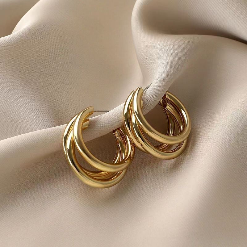 Silver Needle Brushed Metal Earrings For Women Minimalist Stud Earrings European American Fashion
