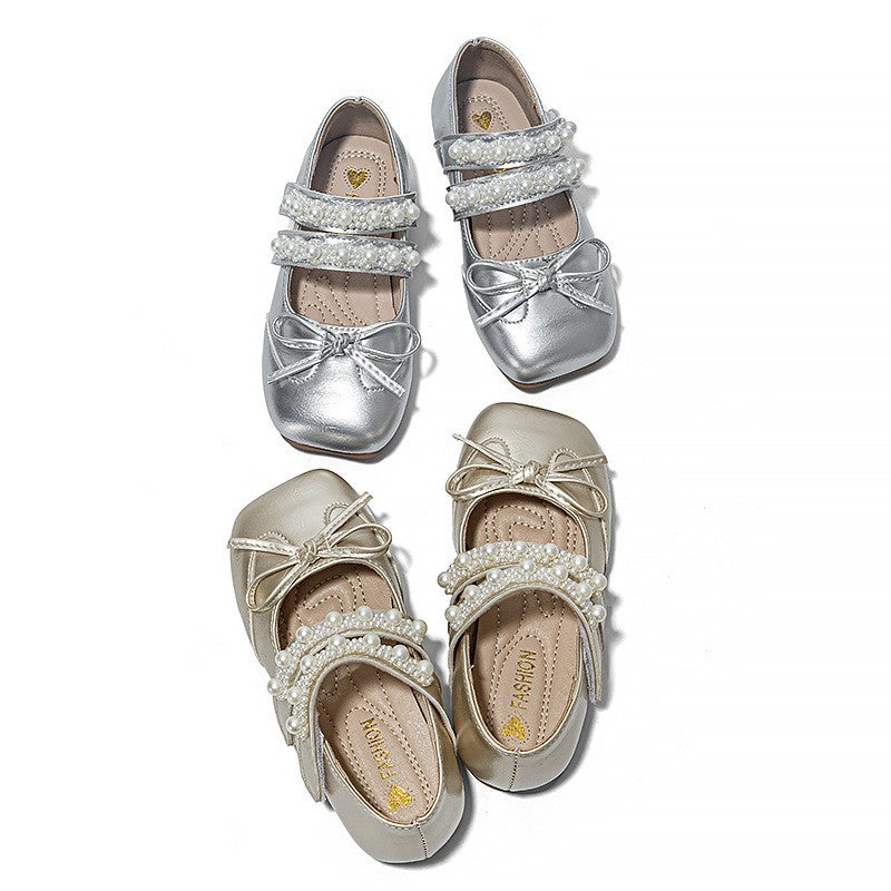 2026 Spring Summer New Girls Leather Shoes, Bow Decor Kids Princess Shoes, Breathable Soft Sole Performance Flats For Baby Girls