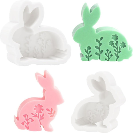 2 Easter Bunny Molds Molds Easter Bunny Molds Candle Holders Easter Bunny Candle Molds Rabbit Molds For Easter Gifts: Candles, Soap, Plaster
