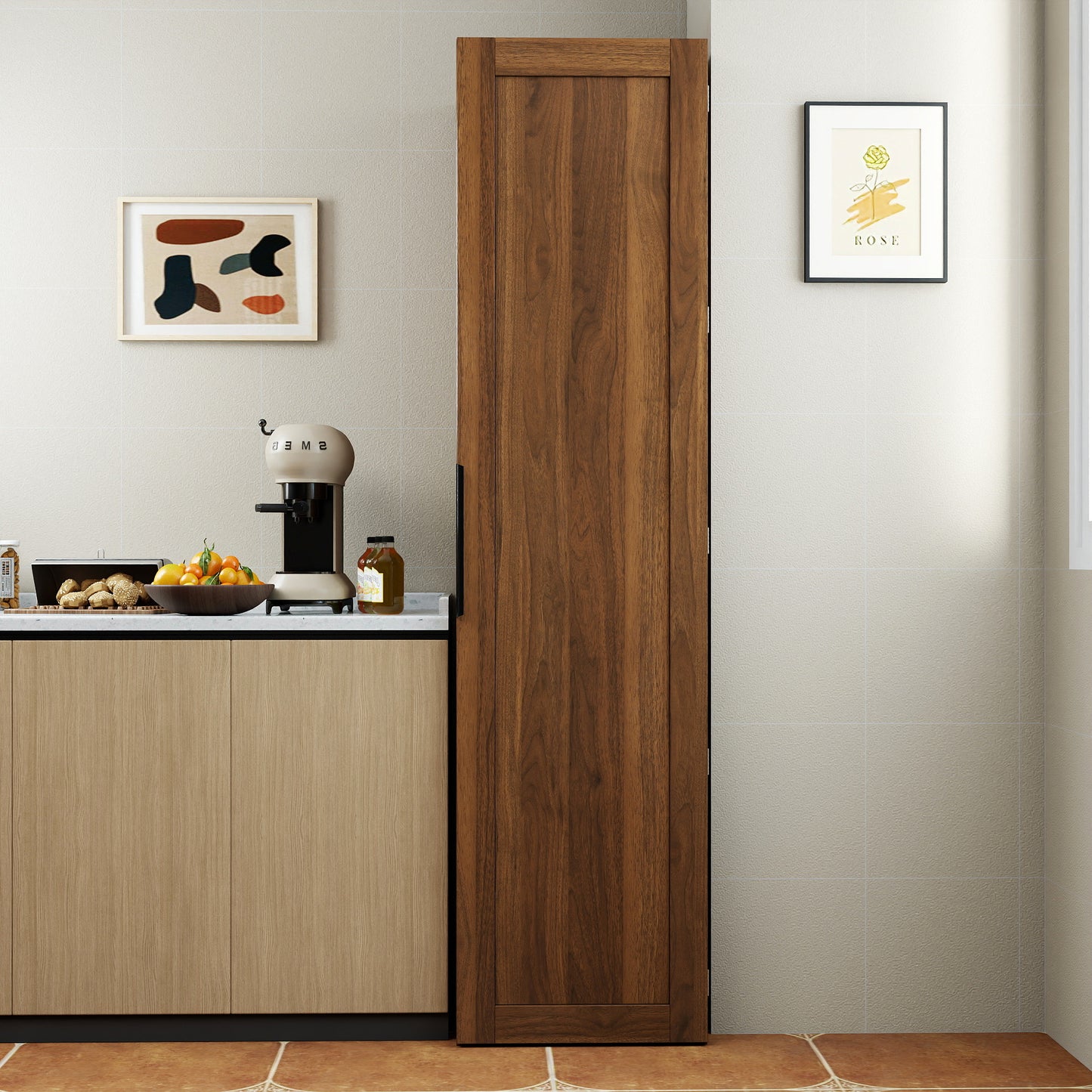 Kitchen Pantry Cabinet, BrownFreestanding Buffet Cupboards Sideboard With Doors & Shelves, Kitchen Pantry Storage Cabinet For Kitchen, Living Room And Dinning Room