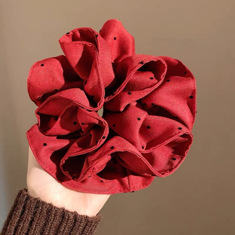 New Year Red Satin Oversized Hair Tie For Women