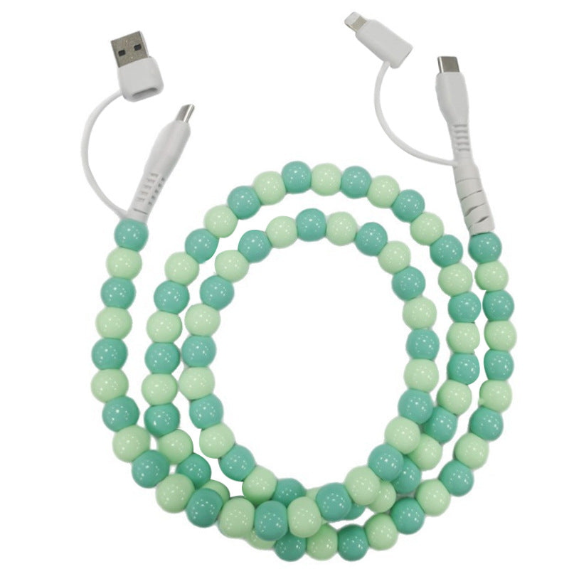 Two-tow And Two-beaded Colored Beads Charging Data Line