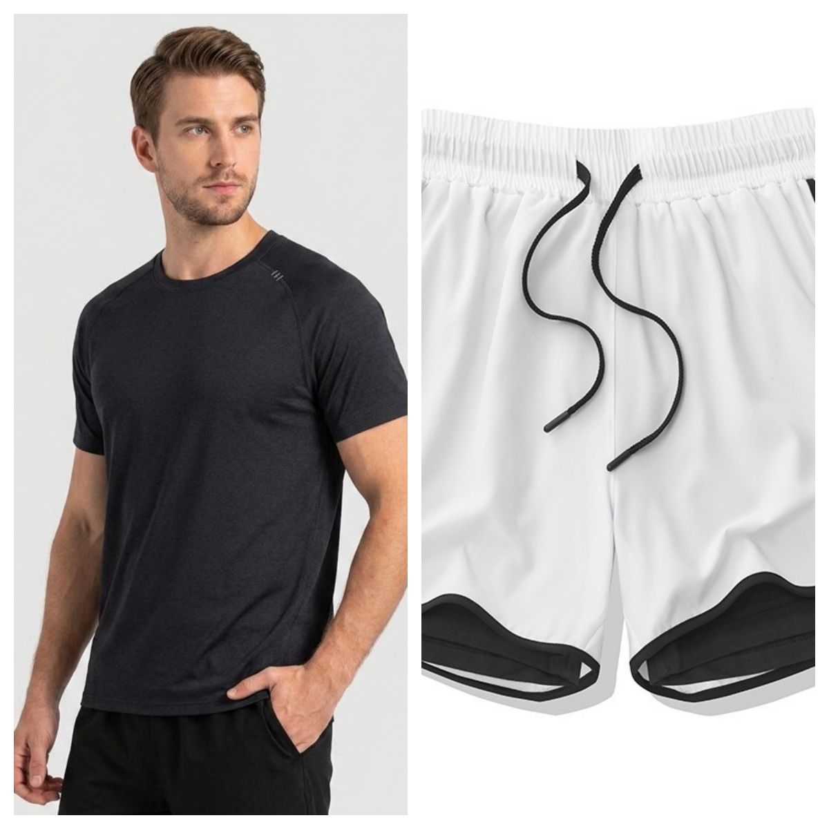 Mens Summer Fitness Shorts Set