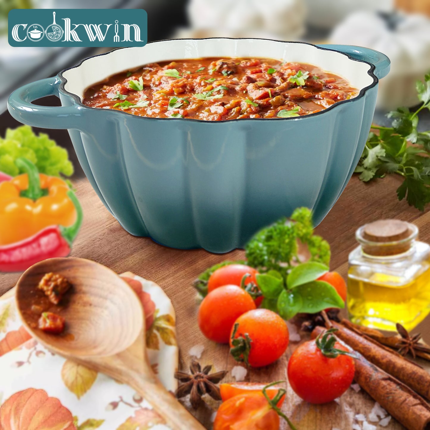 Pumpkin Enameled Cast Iron Dutch Oven With Lid, 4.5 QT Dual Handles And Heavy Duty Pot, Oven Safe Up To 500 For Bread Baking, Braising, Cooking And Family Gifts
