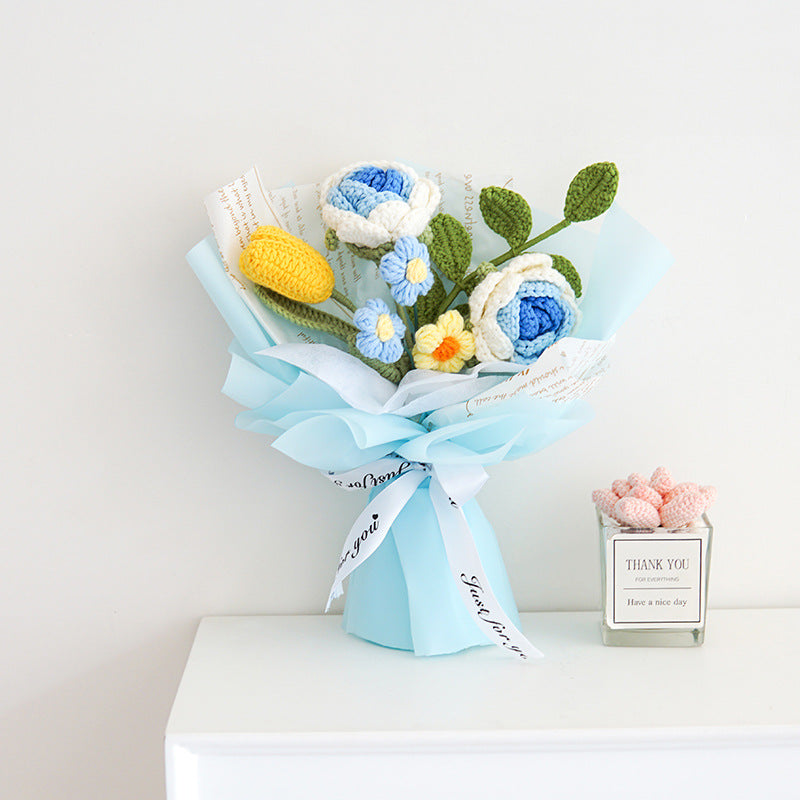 Sunflower Yarn Crochet Bouquet Fathers Day Gift