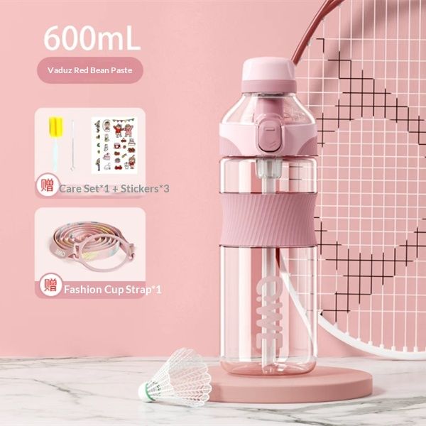 Sports Water Bottle Large Capacity High-temperature Resistant With A Straw Trendy Hydration Flask
