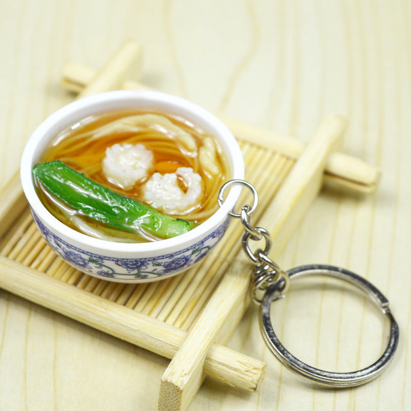 Artificial Food Pendant PVC Egg Noodle Keychain
