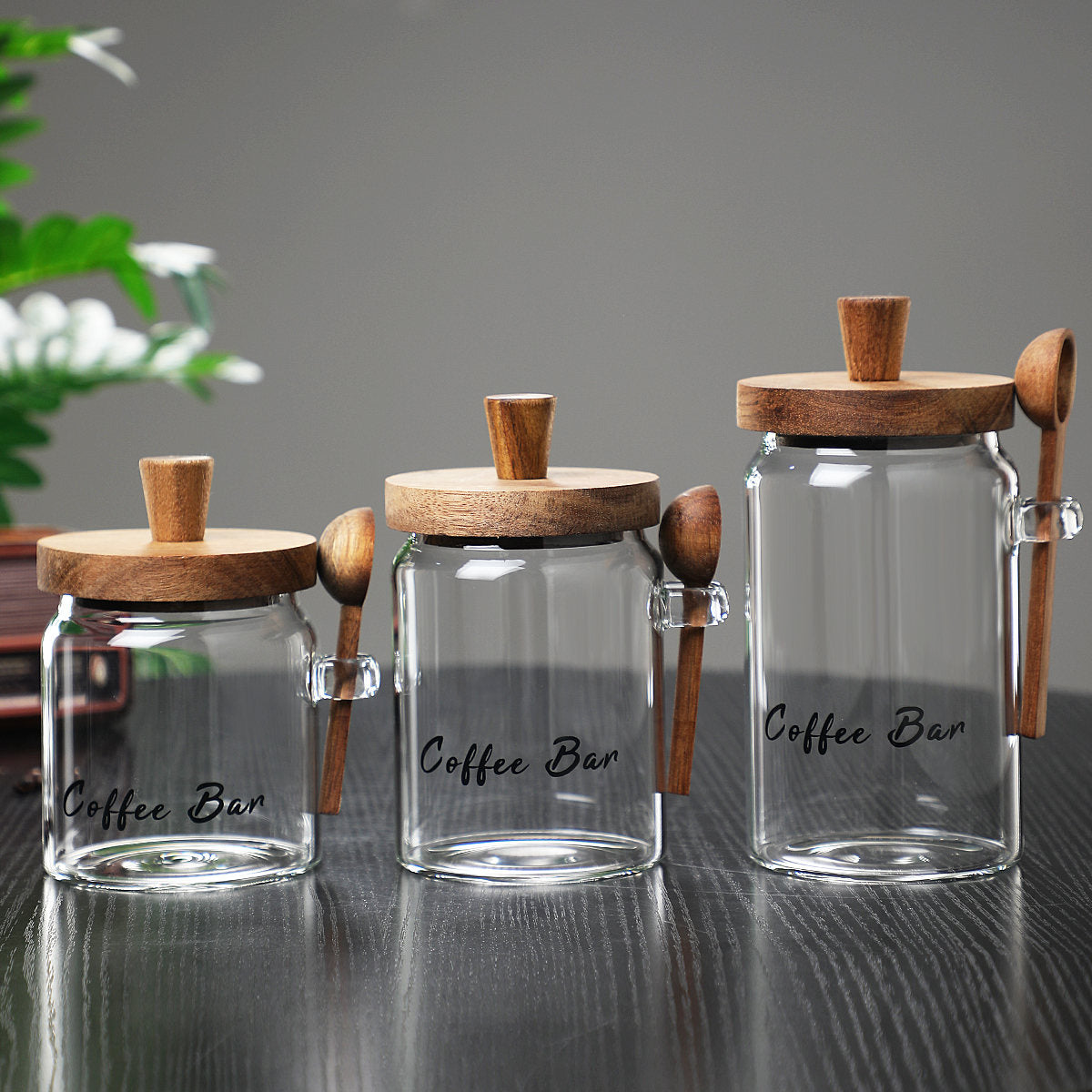 1 Pcs 15 OZ Glass Coffee Jars With Spoons, Candy Jars, Biscuit Jars, Storage Jars, Tea Jars, Snack Jars, Seasoning Jars, Salt Jars, Pepper Jars