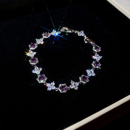 Korean Ins Style Rhombus Zircon Bracelet  Dainty Ethereal Bangle Luxury Elegant Premium Wrist Jewelry