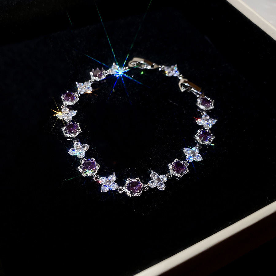 Korean Ins Style Rhombus Zircon Bracelet  Dainty Ethereal Bangle Luxury Elegant Premium Wrist Jewelry