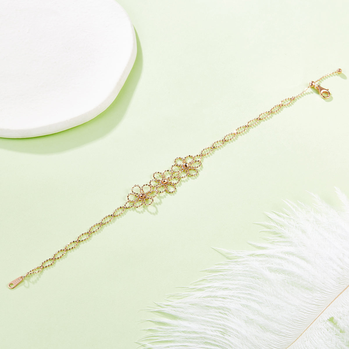 S925 Sterling Silver Hollow Flower Bracelet 20cm Adjustable 1.8g Lightweight 14mm Wide 3 Colors Platinum Plated Gift Box