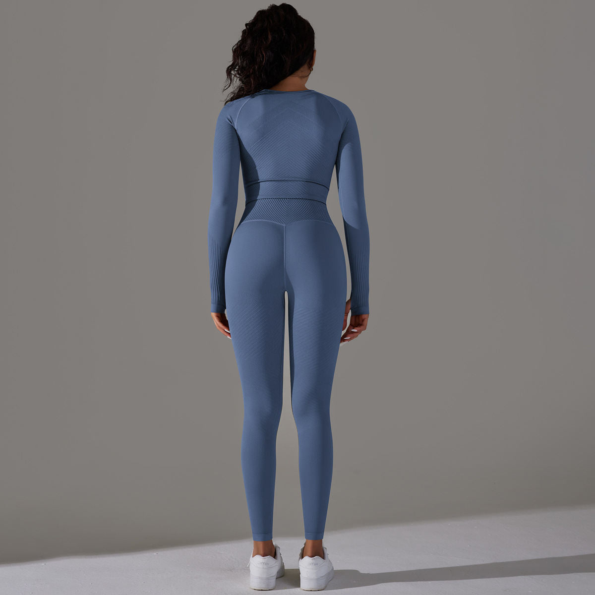 Seamless Knitted Jacquard Solid Color High-elastic Hip Raise Skinny Yoga Clothes Suit