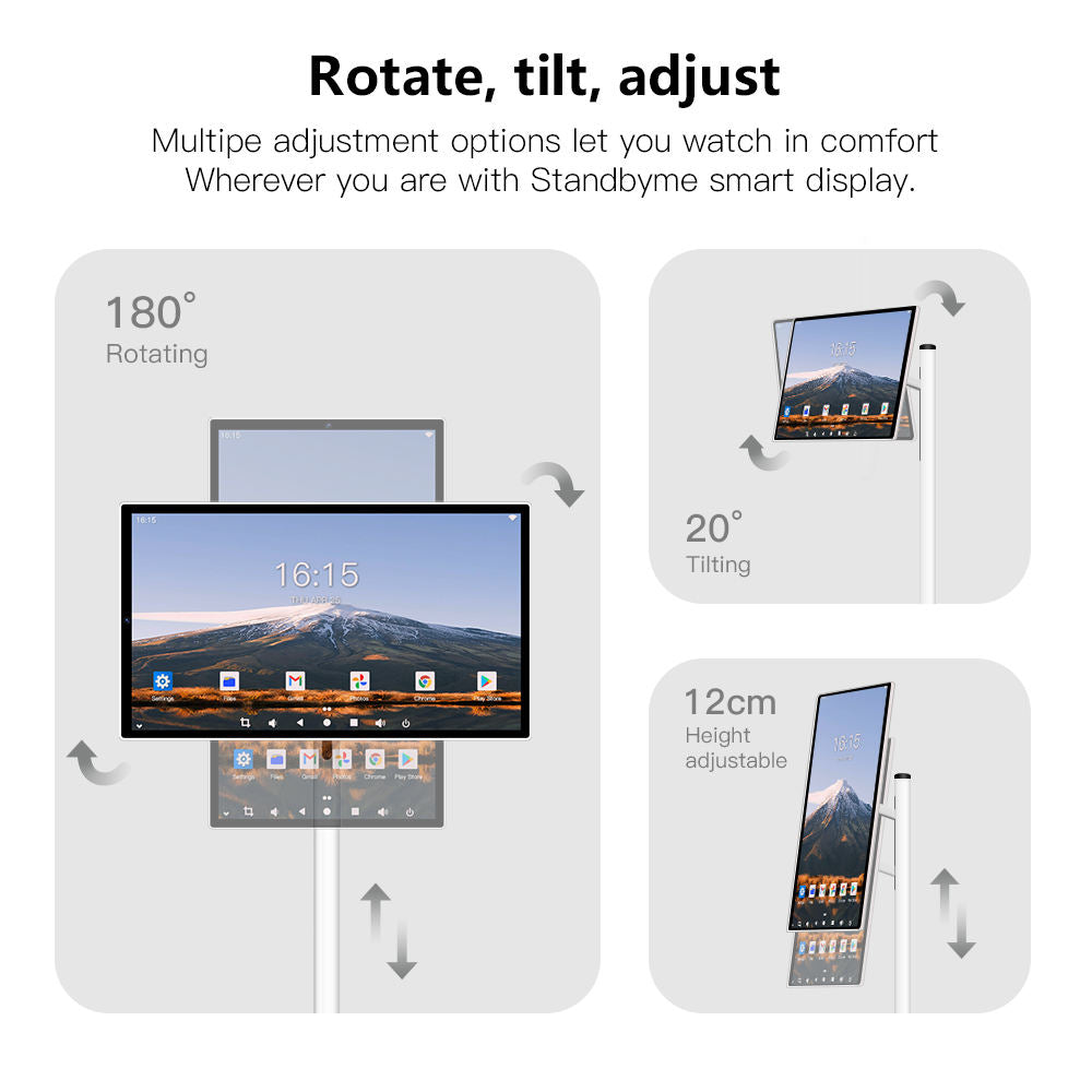 24 Inch Touch Screen 8-core CPU Android OS 128GB Rotation Monitor Built-in Battery With 13MP Camera Rollable Smart Portable TV