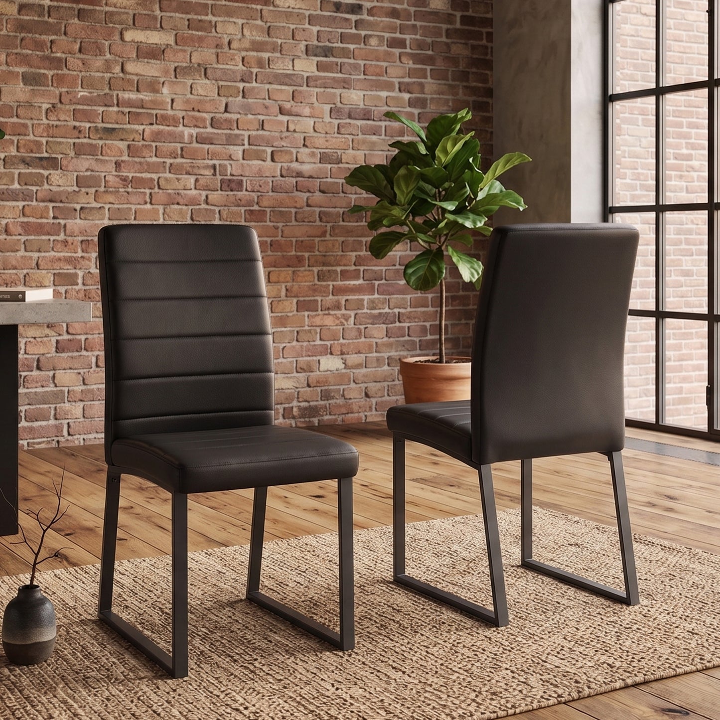 2-Pack - Premium PU Office Dining Chairs With High-density Foam, Sturdy Iron Legs  Spray Paint , Multiple Colors. Easy Assembly