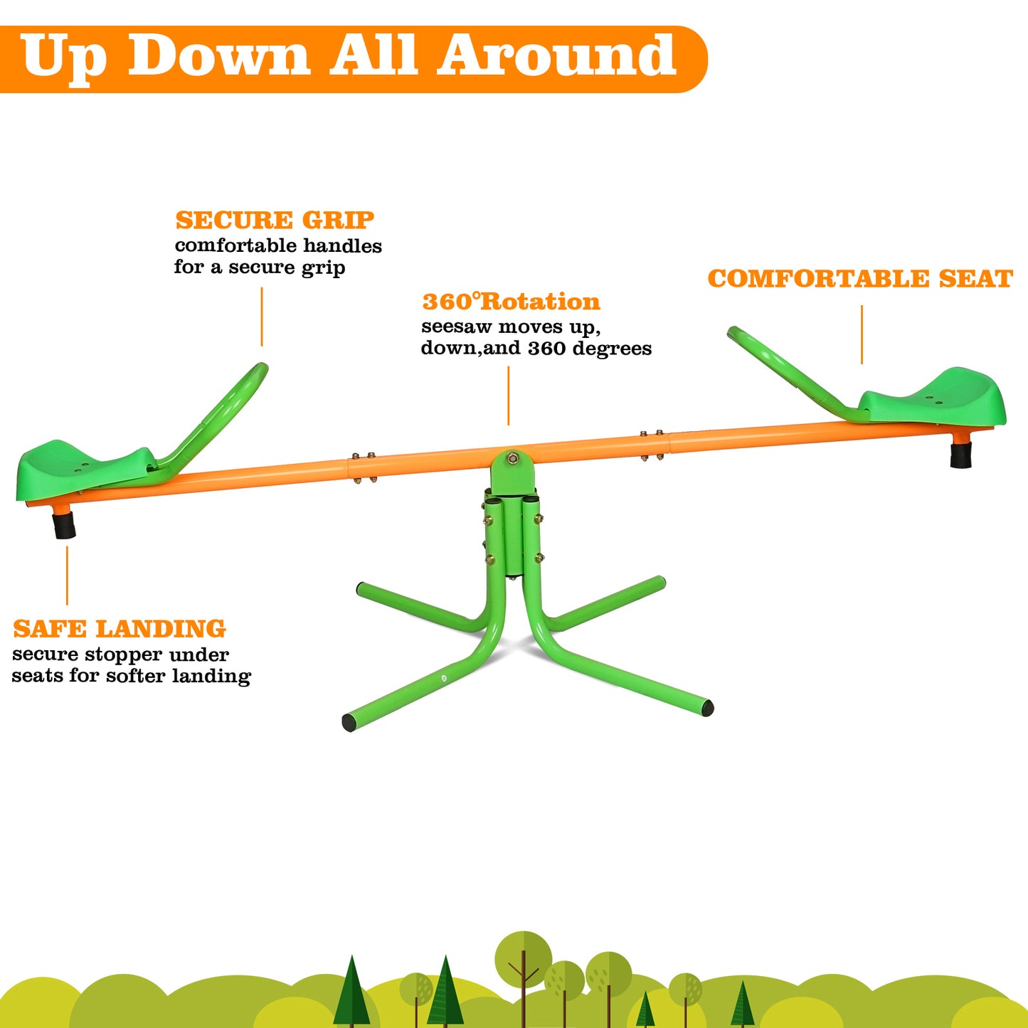 360 Degree Rotation Outdoor Kids Spinning Seesaw Sit And Spin Teeter Totter Outdoor Playground Equipment Swivel Teeter Totter For Backyard