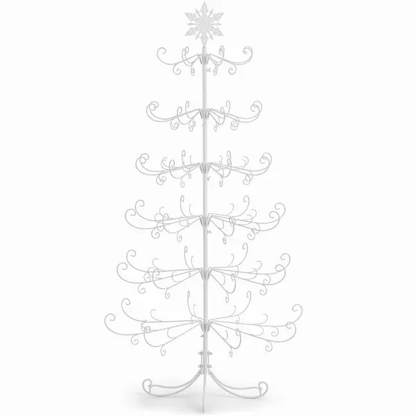 6ft White PVC Metal Artificial Christmas Tree With Snowflake Topper, No Extra Ornaments, Daily Decor Tree