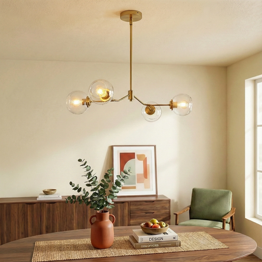 Jewel Four Lights Modern Farmhouse Chandelier Ceiling Hanging Light Fixture For Kitchen Island Dining Room 36  L X20  W X7.25  H With Clear Glass