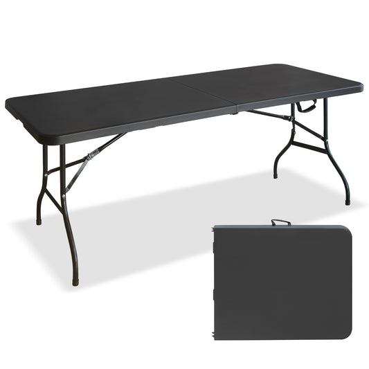 6ft Black Multi-functional Outdoor Folding Leisure Picnic Game Party Table