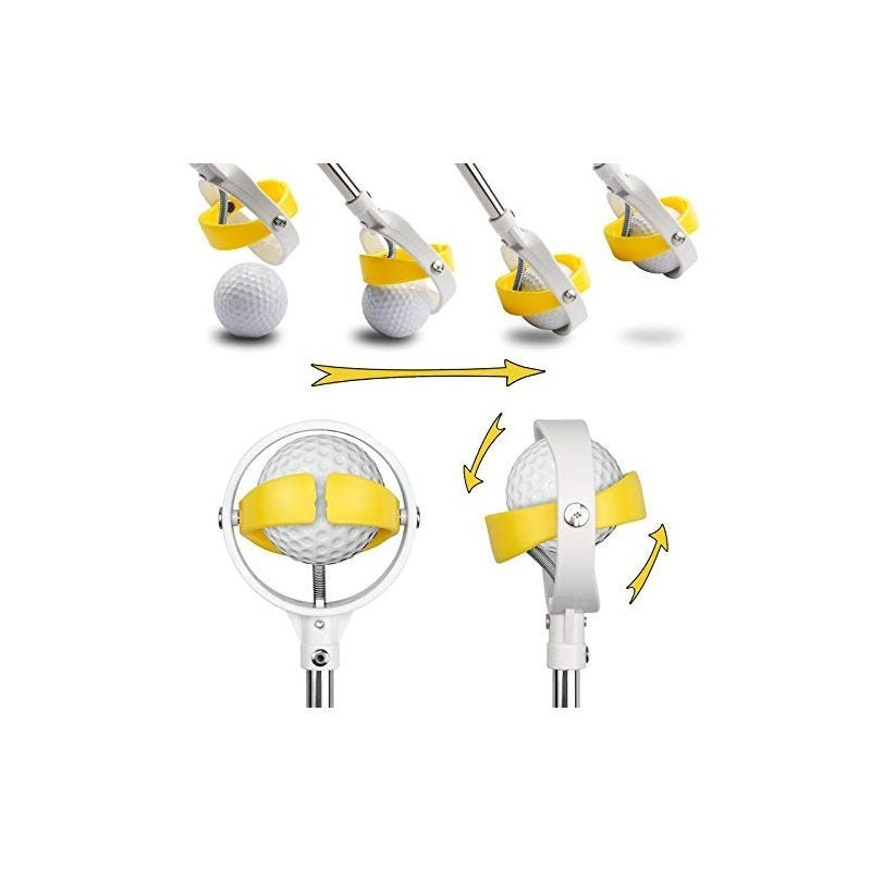 Golf Practice Balls, Set Of 3 With Telescopic Ball Retriever – White Practice Balls + Extendable Ball Picker For Golf Courses & Driving Ranges – Practical Golf Accessories For Outdoor Use