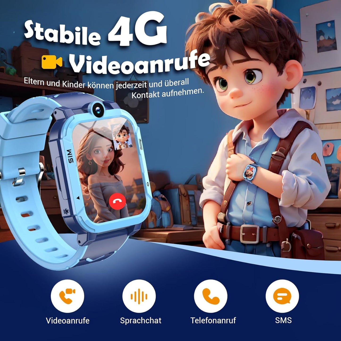 4G Kids Smart Watch With GPS Tracker Video Call Touch Screen Camera Waterproof Educational Smartwatch For Boys And Girls