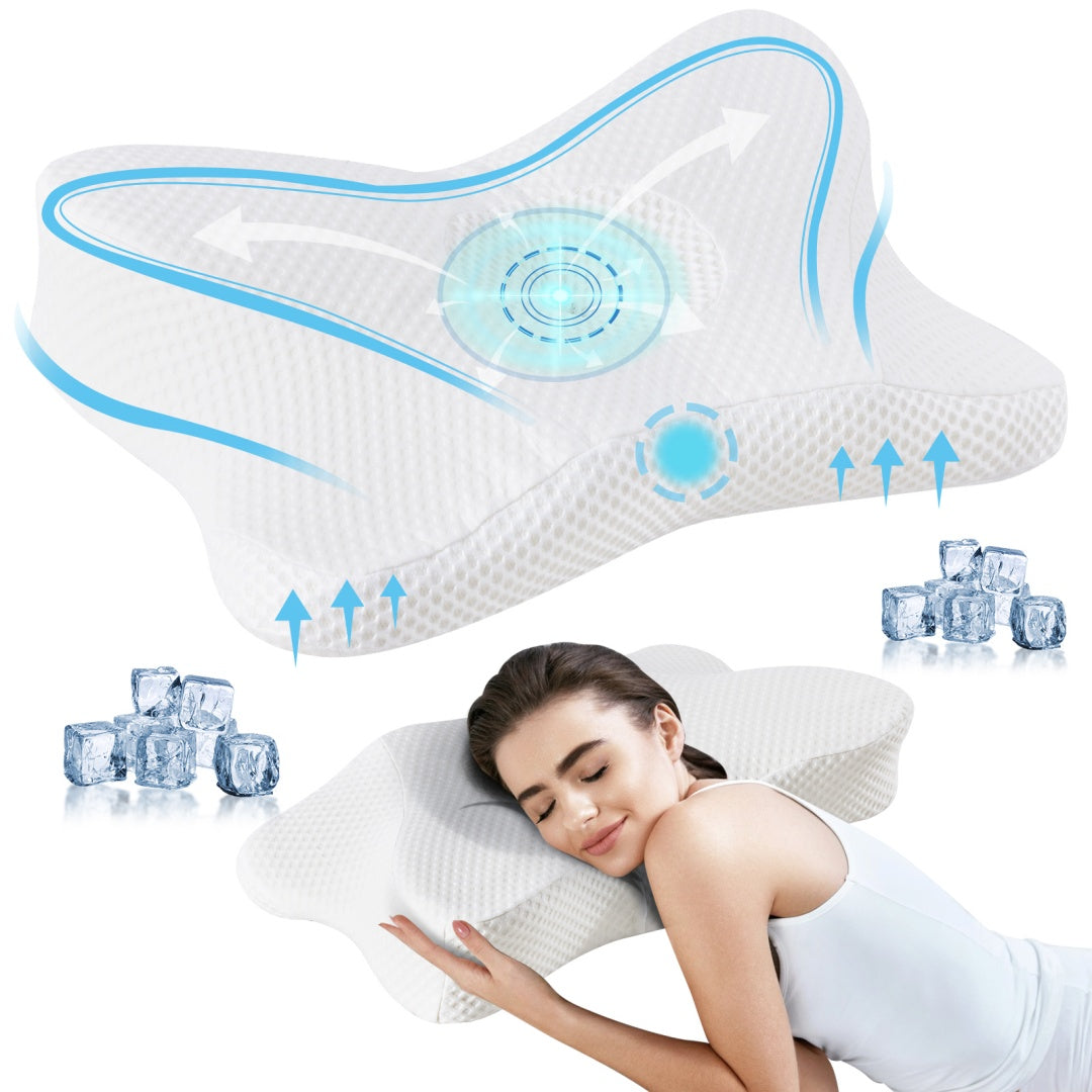 Cervical Neck Pillow, Cooling Ergonomic Memory Foam Pillows  Dual Height Orthopedic Support Contour Pillow For Side