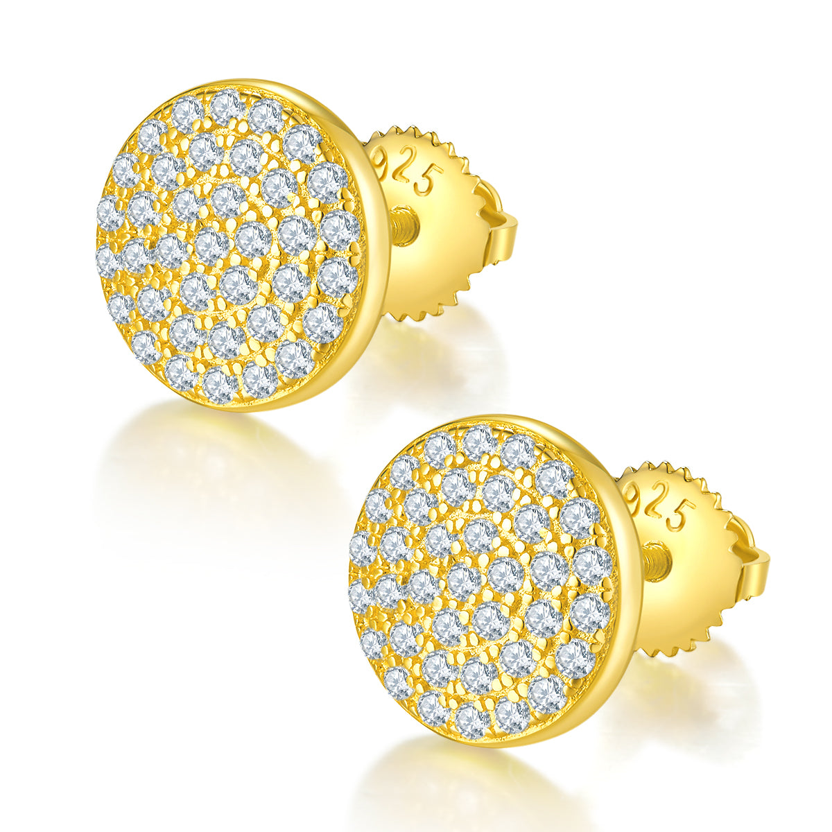 S925 Sterling Silver 74pcs D Color VVS1 Moissanite Round Stud Earrings 10mm Pave 1.6g Screw Back Hypoallergenic GRA Certified Gift Box