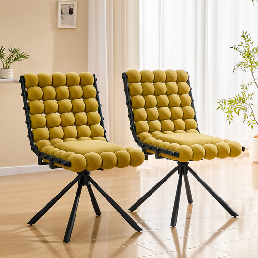 Set Of 2 Bubble Chair Ball Chain Chair Velvet Dining Chairs With Black Legs, Modern Tufted Accent Chairs For Dining Room & Kitchen