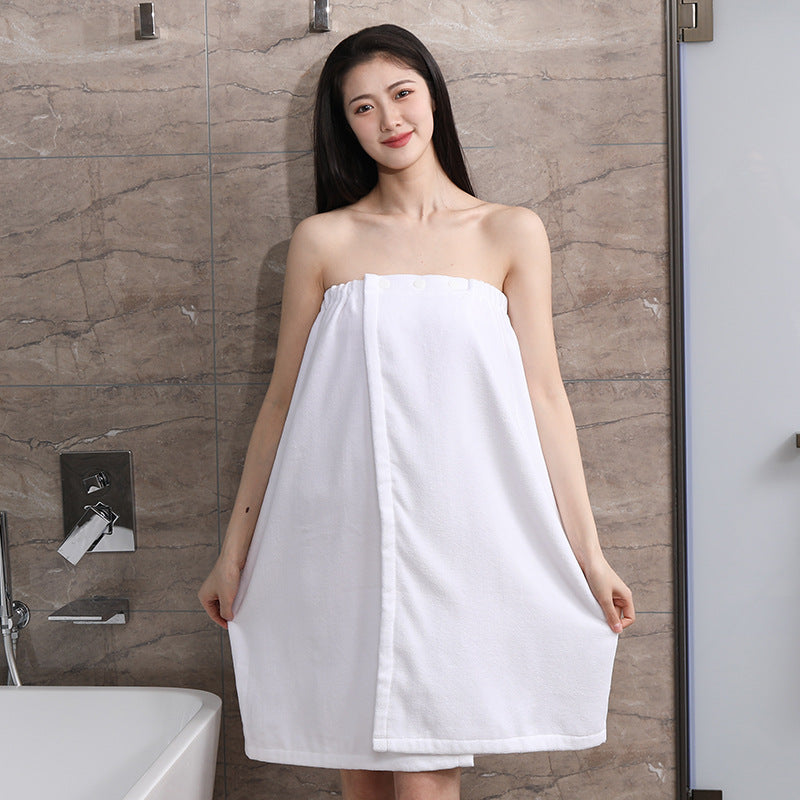 Cotton Wearable Tube-top Bath Towel With Hidden Snaps