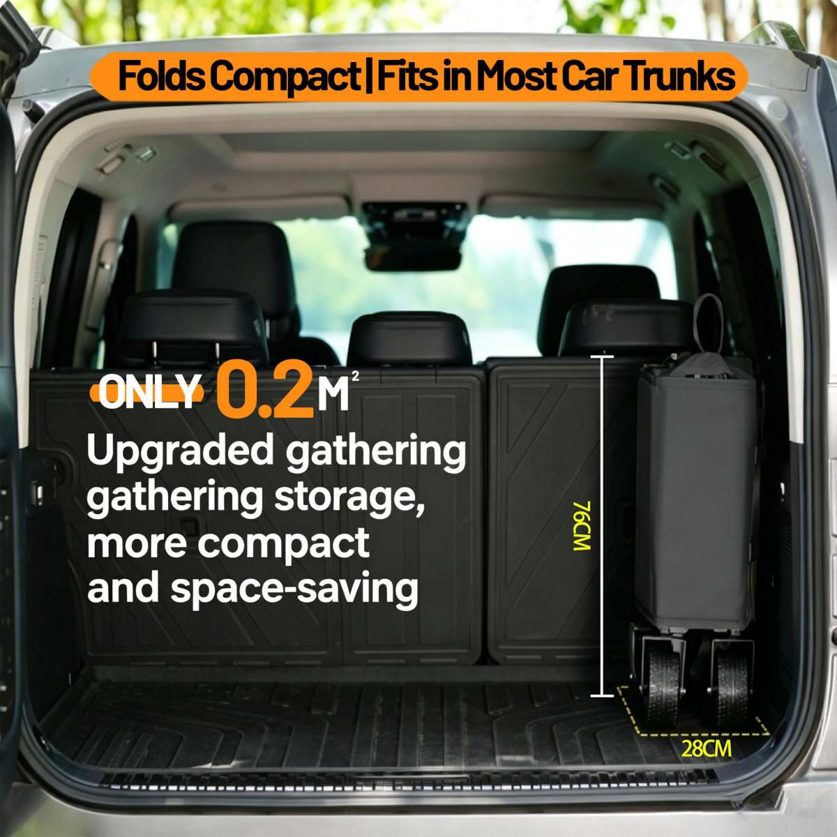 Multi-functional Foldable Camping Cart With Removable Tabletop, Expandable Rear Storage Space, All-terrain Wheels, Suitable For Outdoor Picnics, Fishing And Shopping