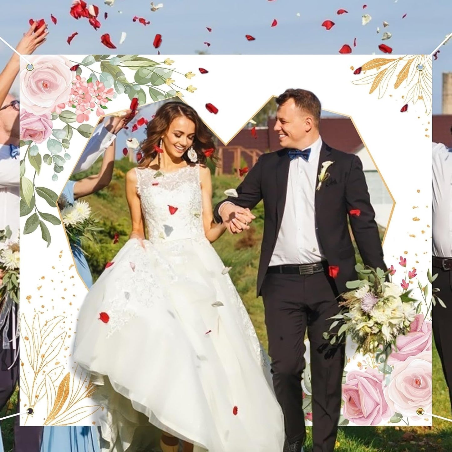 Wedding Backdrop, Decorative Backdrop With Heart Outline, Cut-to-Size And Suitable For Creative Design Ideas, Prop For Wedding Photo Booths, 200 X 180 Cm