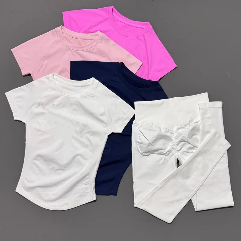 High-waisted Slim-fit Sportswear Seamless Quick-drying Top And Pants Fitness Workout Set