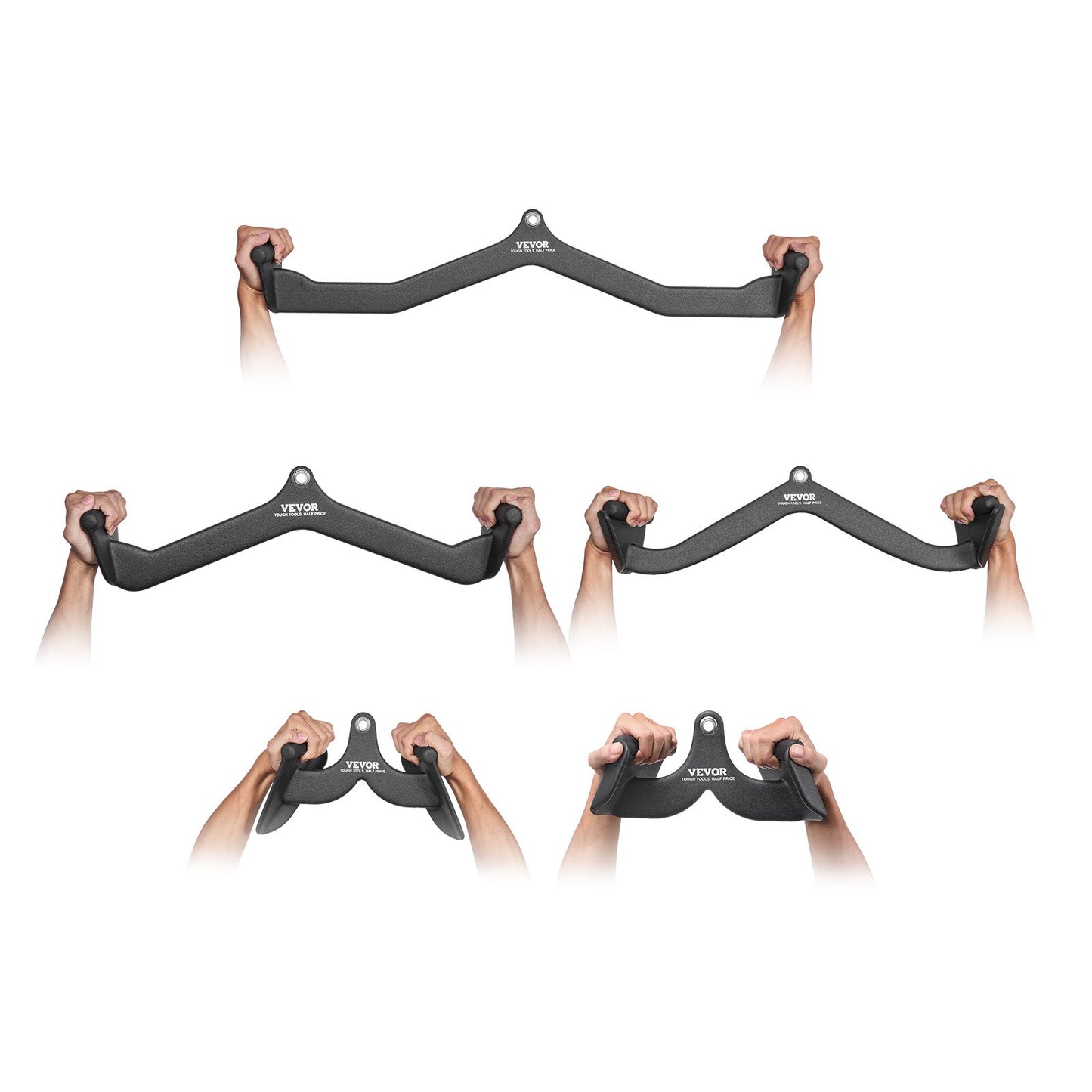 LAT Pulldown Attachments, Cable Machine Rowing T-bar V-bar 5 Set, Tricep Pull Down Bar, Back Strength Training Rubber Coated Handle Grip, Bicep Curl Tricep Lat Pulldown Bar For Home Gym Fitness