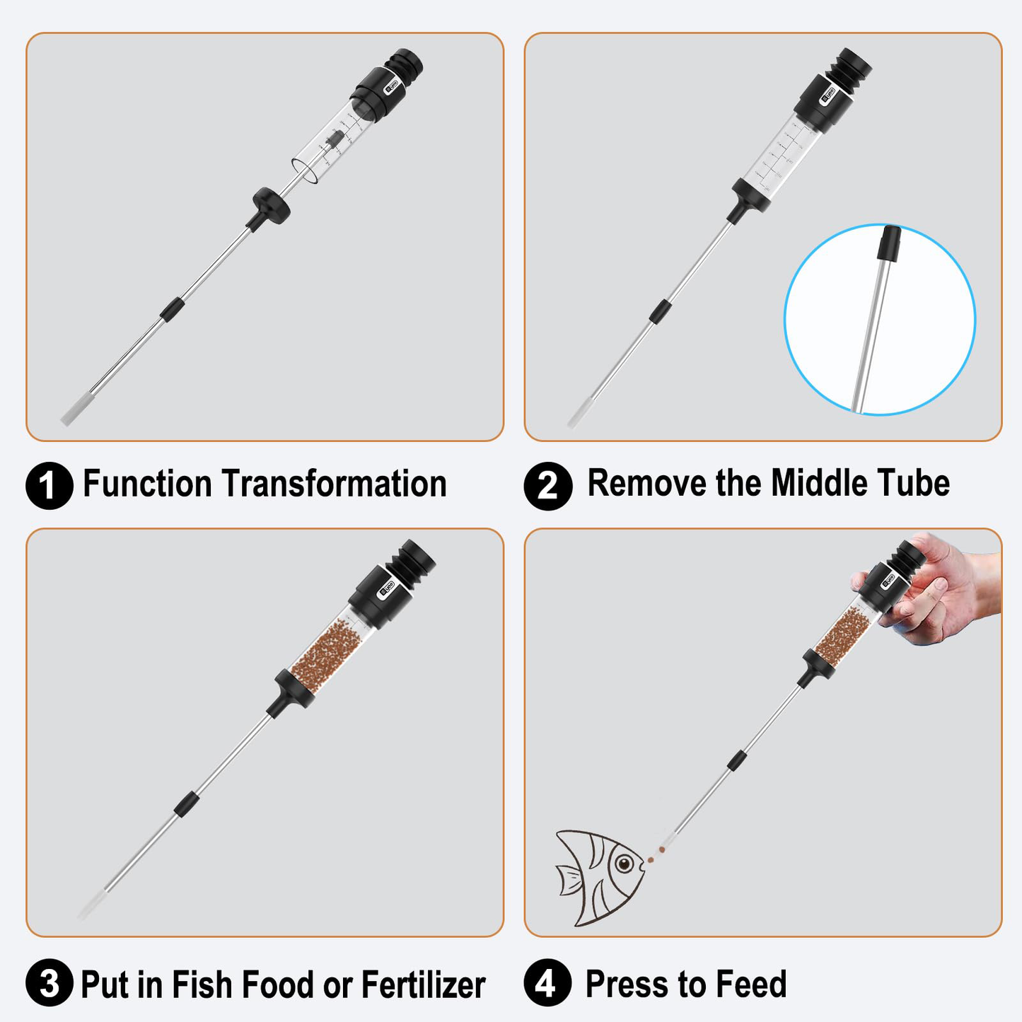Carefree Fish Aquarium Siphon Upgraded Turkey Baster Fish Poops Collector Feeding Tube For Fish And Coral