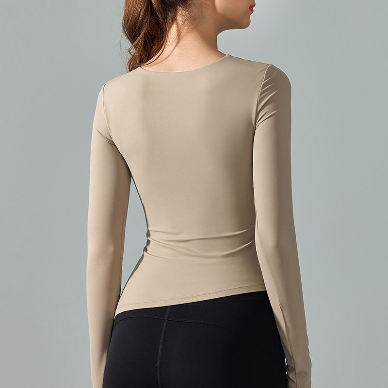 Diagonal Collar Yoga Long Sleeve T-shirt
