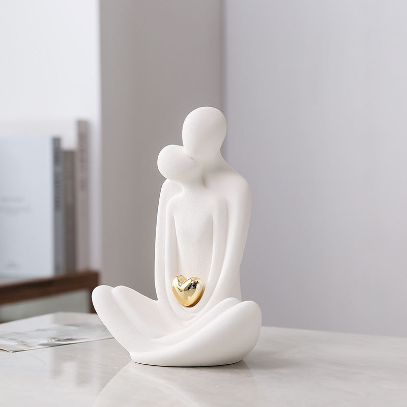 Yoga Couple Ceramic Decoration Nordic Light Luxury White Porcelain