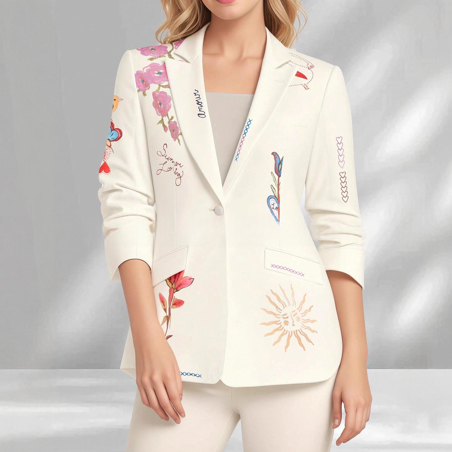New Stylish Womens Tailored Blazer With A Lapel Western-style Long Sleeves