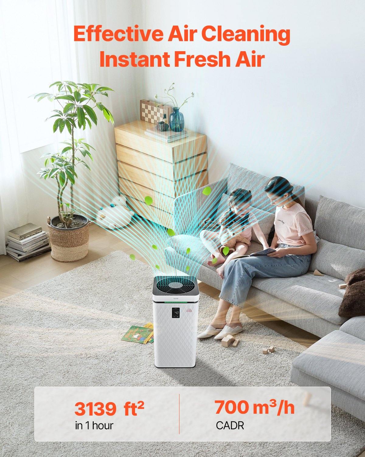 Air Purifier, H13 HEPA Layer, 3139 Ft²/h Smart Air Purifier With Speed Control & Child Lock Guard, Efficient Air Cleaner With Convenient Touch Panel & 23 DB Sleep Mode, Fit For Home & Office