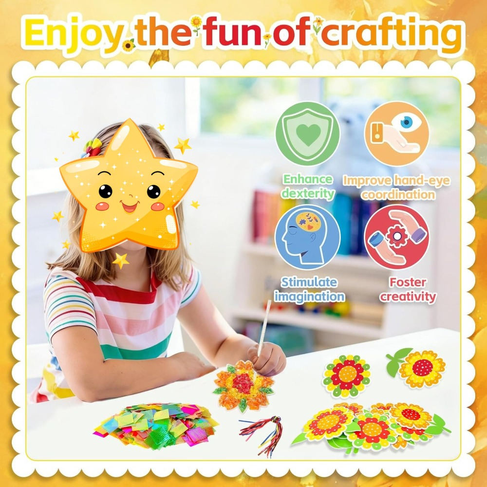 Sunflower Craft Kit With 24 Templates & Accessories - DIY Flower Crafts For Mother's Day Party Decorations