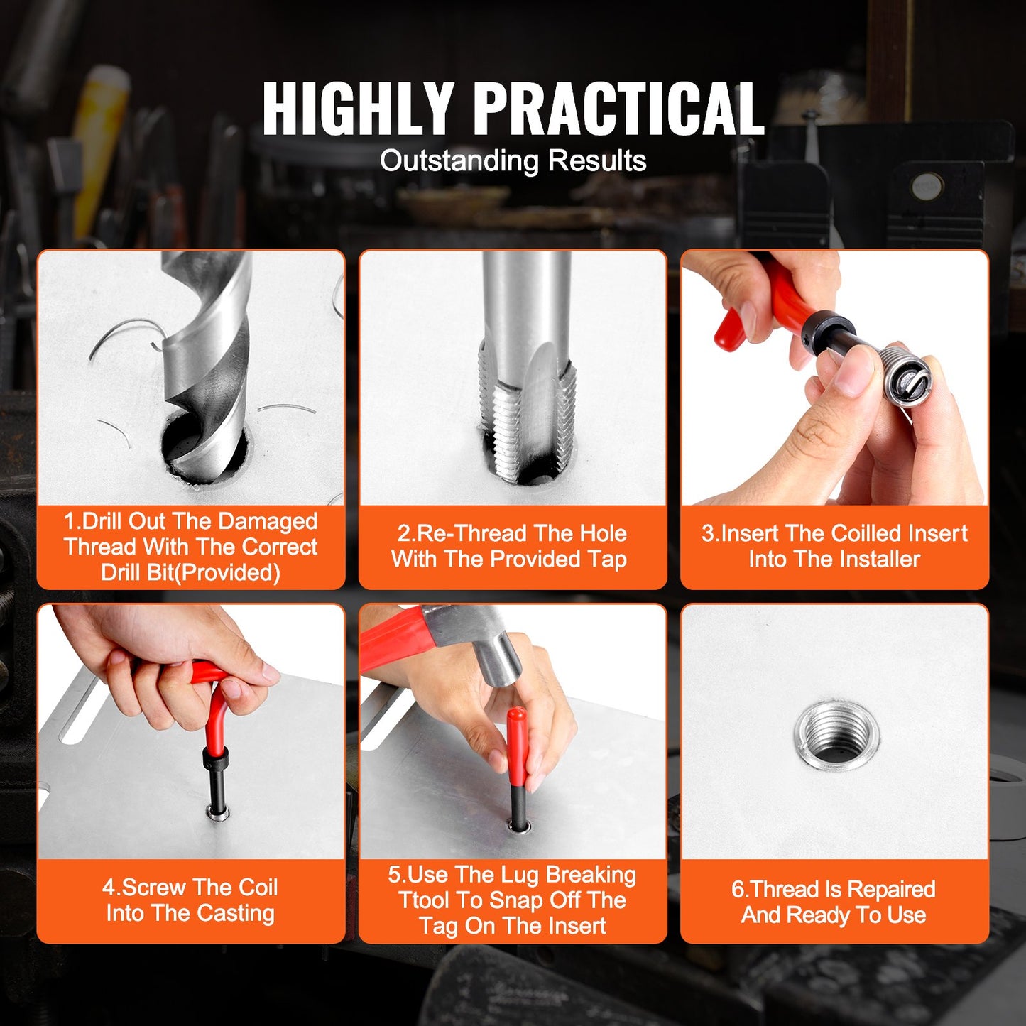 Helicoil Thread Repair Kit, 166-Piece Metric HSS Drill Helicoil Repair Kit, M5 M6 M8 M10 M12 Heli Coil Rethreading Tool Kit With HSS Drill Bits Thread Inserts Taps Breakoff Installation Tools