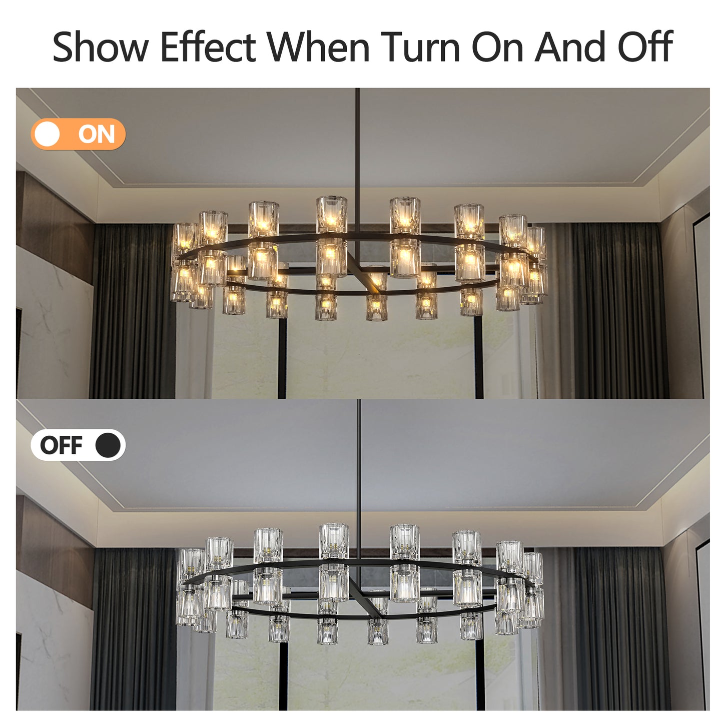 L005030-D36-P36B W1340P31077836 Inches Luxury Chandeliers Crystal Living Room Decorative Lights Simple Modern Dining Room LED Lighting,for Home Decor Bulbs Included