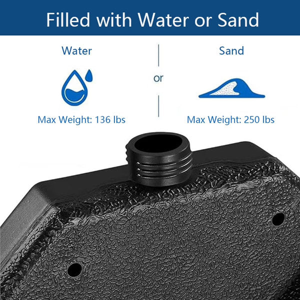 130 Lbs Outdoor Cantilever Umbrella Base, 4-Piece Square Offset Umbrella Stand Plate Set, Water And Sand Fillable, Black (Shipment From Walmart)