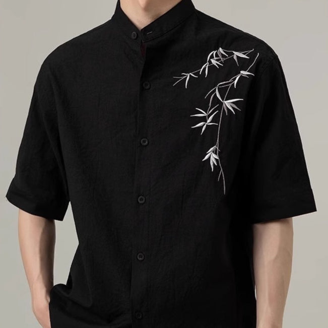Korean-style Loose-fit Short-sleeve Shirt For Men