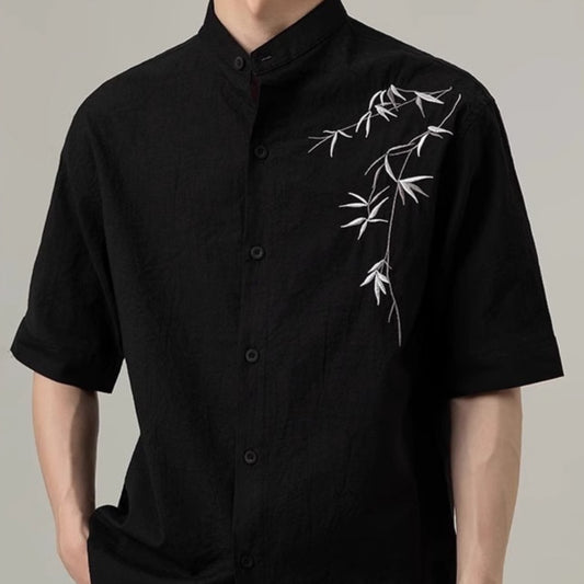 Korean-style Loose-fit Short-sleeve Shirt For Men