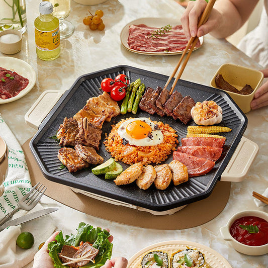 Household Non-Stick Electric Grill Korean-Style Smokeless BBQ Pan