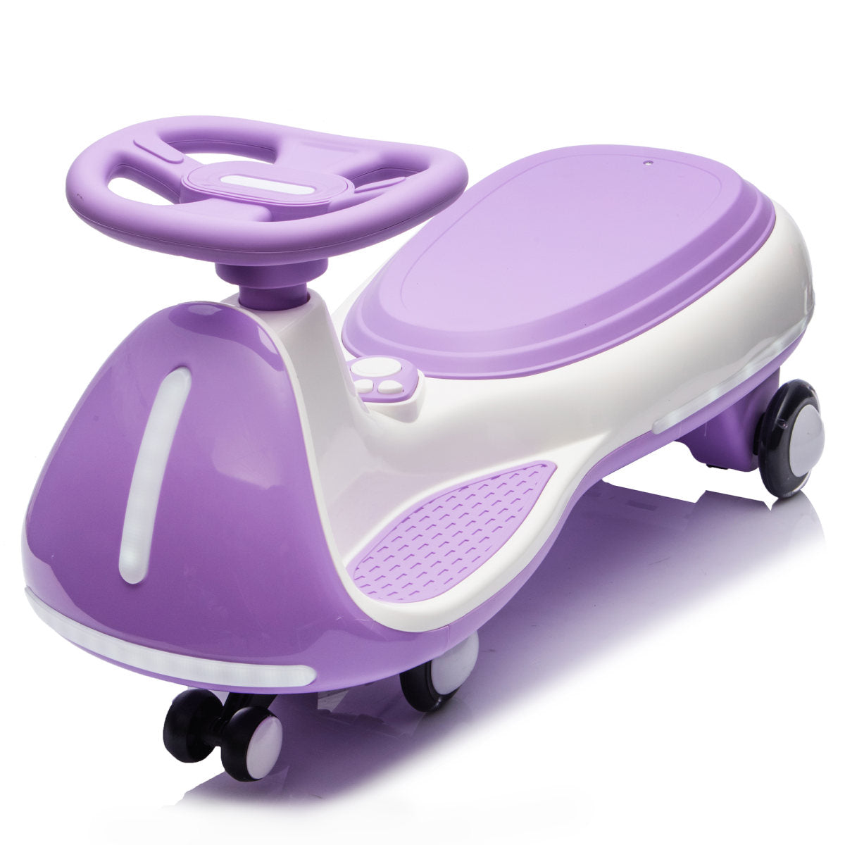 12V Kids Ride On Electric Wiggle Car W 2-in-1 Smart Design,Controllable LED Lights,Flashing PU Wheels&Wide Front Auxiliary Wheels,Triangular Stability Frame,5MPH Max Speed,Bluetooth Music,for Kids 3-8