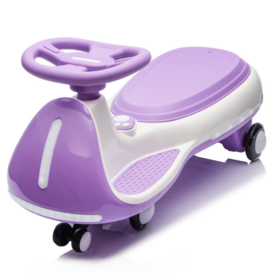 12V Kids Ride On Electric Wiggle Car W 2-in-1 Smart Design,Controllable LED Lights,Flashing PU Wheels&Wide Front Auxiliary Wheels,Triangular Stability Frame,5MPH Max Speed,Bluetooth Music,for Kids 3-8