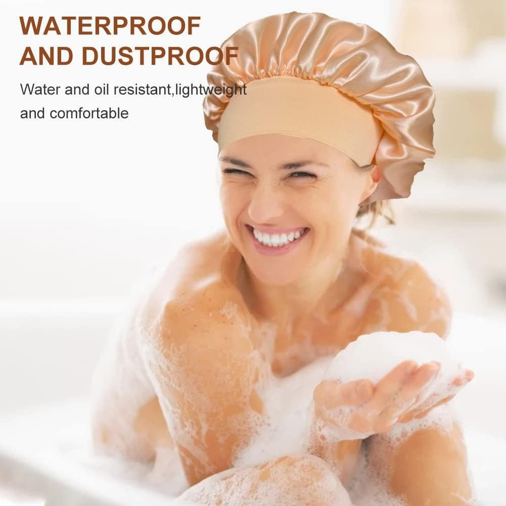 Wide-brimmed High Elastic Headscarf Beauty Salon Shower Cap Care Satin Nightcap