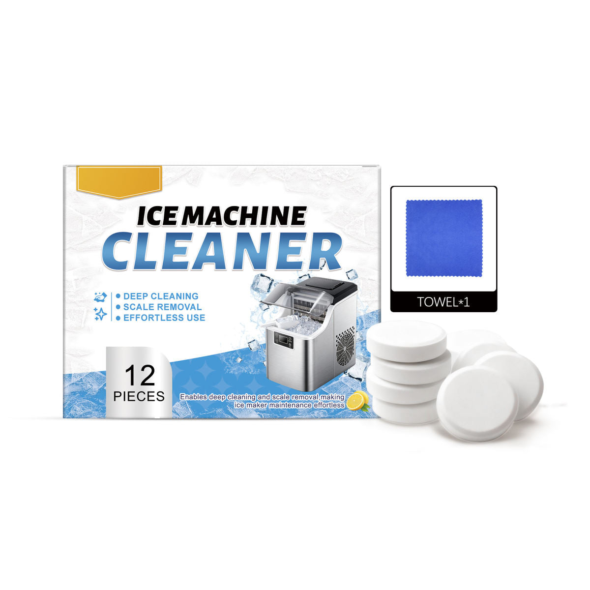 Ice Maker Cleaning Tablets For Home Ice Makers Removes Stains And Limescale, Gentle Ingredients For Daily Cleaning And Care.