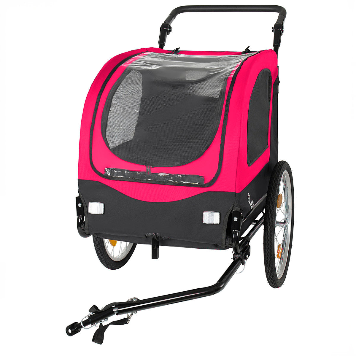 2-in-1  Bike Trailer & Pet Stroller For Dogs Up To 110lbs Foldable Pet Carrier Cart With Front Caster & 20   Quick Release Air-Filled Wheels, Breathable Mesh And PVC Rain Cover, Red